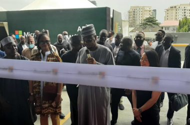 Nigeria's Minister of Communications and Digital Economy of Nigeria, Isa Ali Pantami cut the ribbons at Microsoft office in Lagos