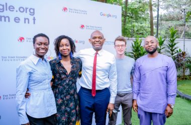 Tony Elumelu, Founder Tony Elumelu Foundation with Google.org Fellows at the announcement of the Tony Elumelu Foundation and Google.Org Inaugural Fellowship Program