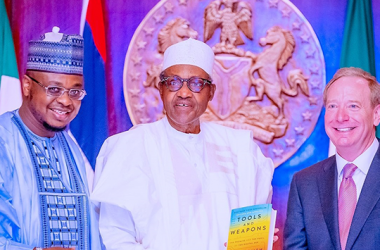 President Buhari with Isa Pantami and Brad Smith