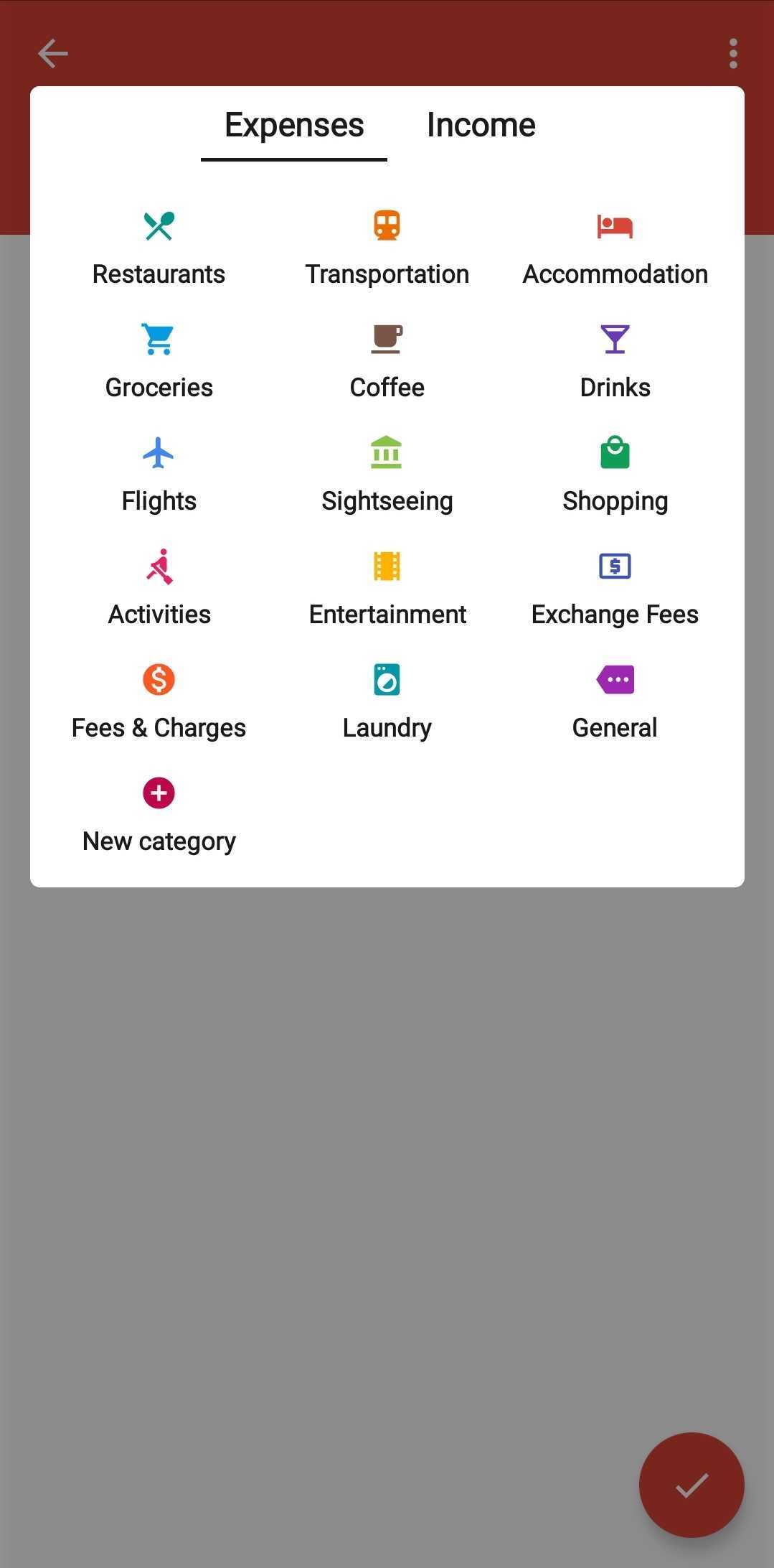 expenses image on the TravelSpend app

