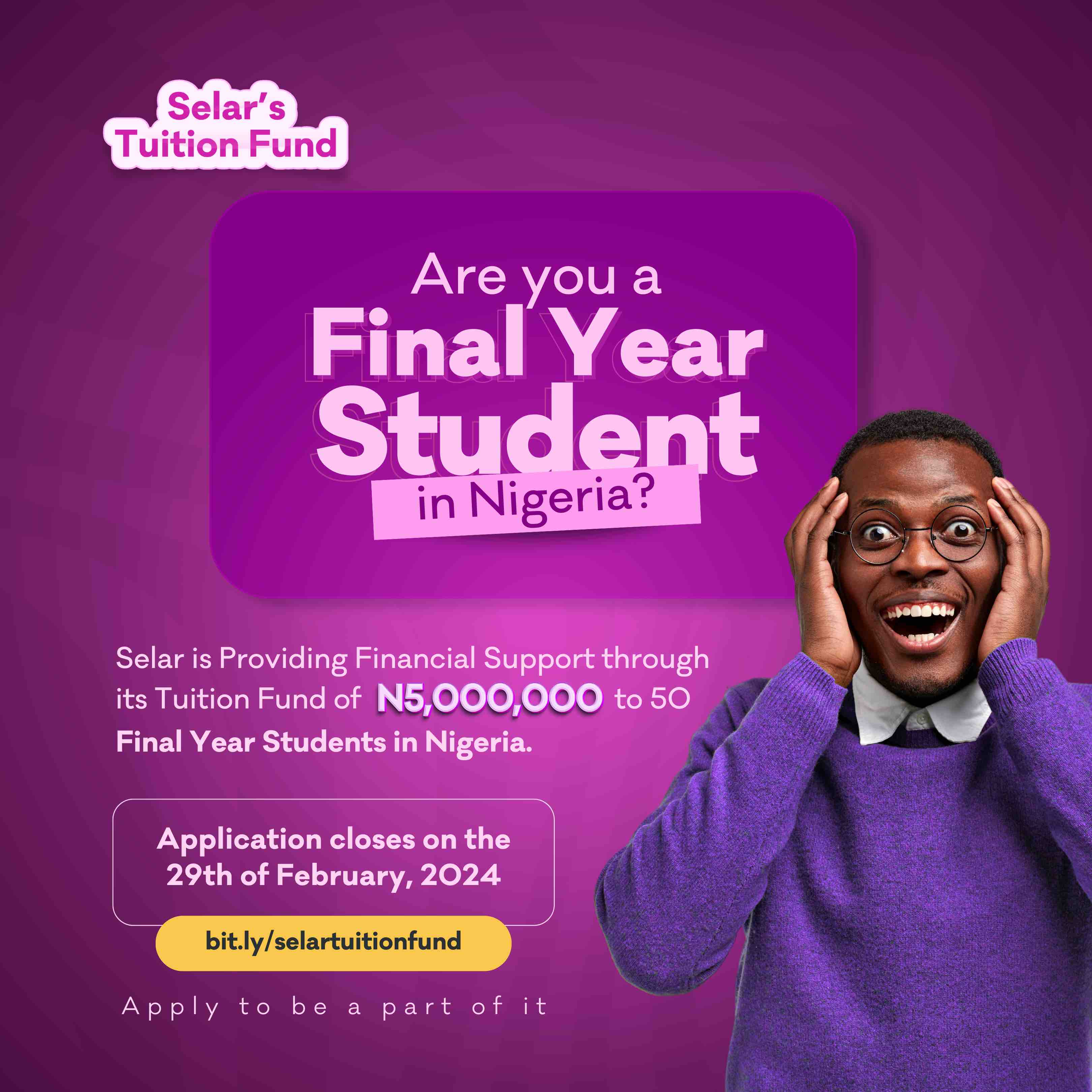 Selar announces N100,000 tuition support for 50 final-year Nigerian students
