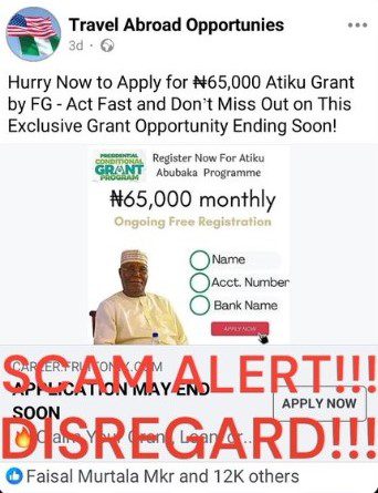 A scammed scheme initiated to deceive Nigerians