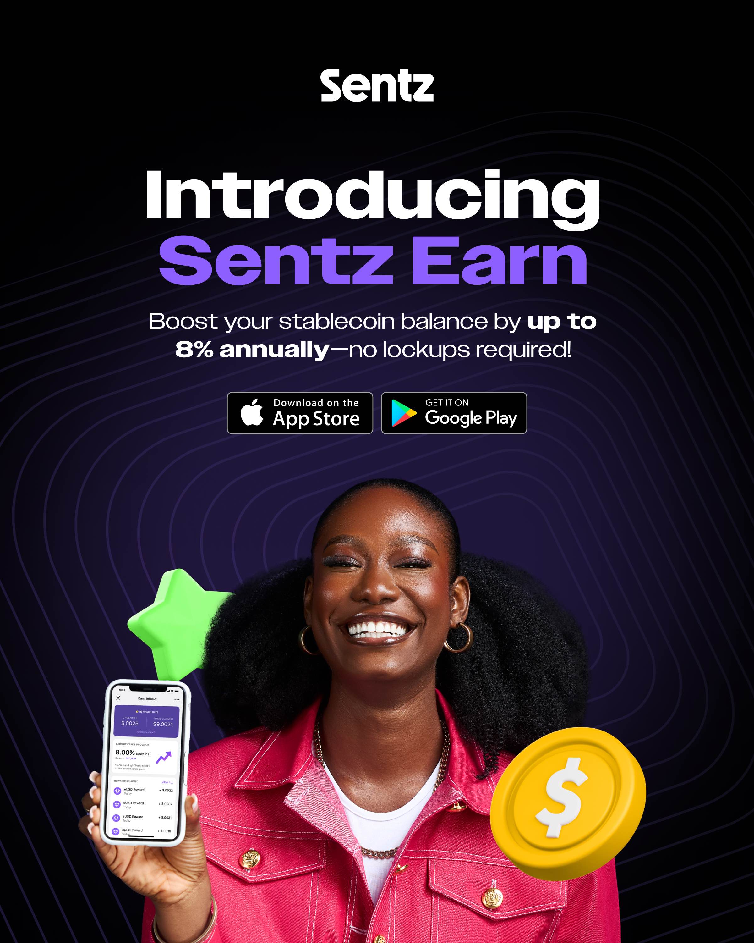 Sentz Launches ‘Sentz Earn’ to Help Users Earn up to 8% Annually on their Stablecoin Balance