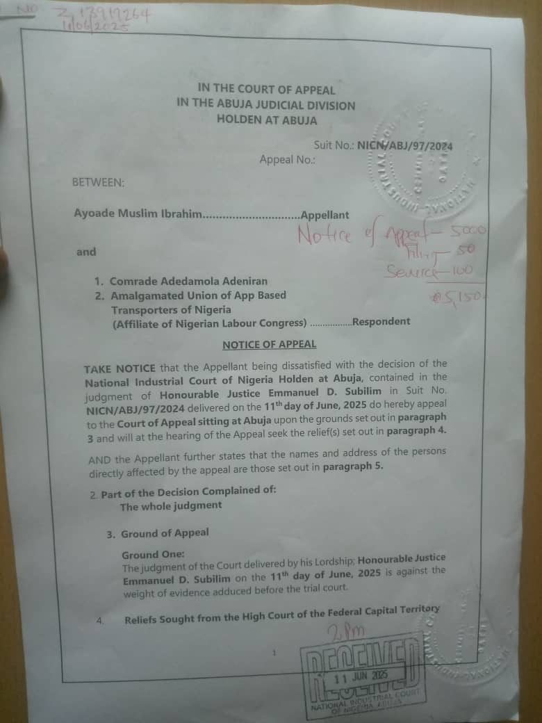 Court upholds Ibrahim Ayoade’s removal as AUATON Secretary, Ayoade appeals