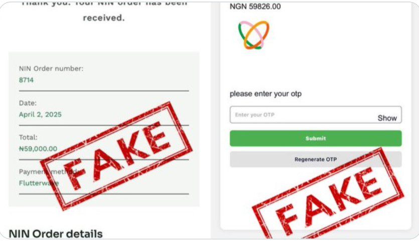 NIMC flags fake NIN enrollment and modifaction website