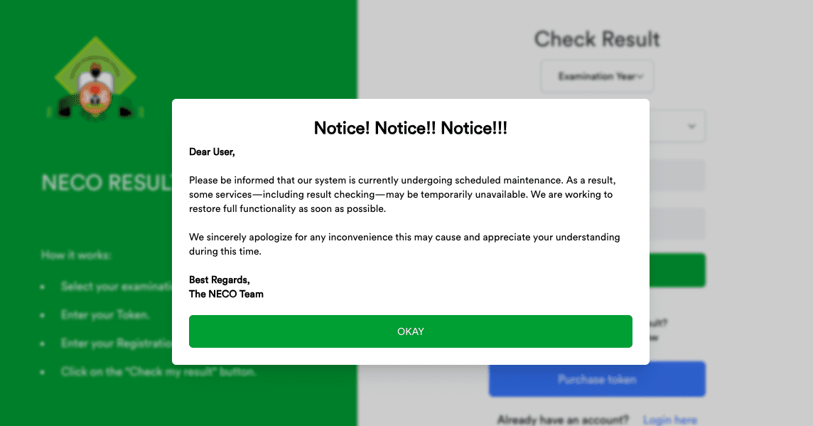 NECO announces temporary portal shutdown for maintenance, candidates in limbo