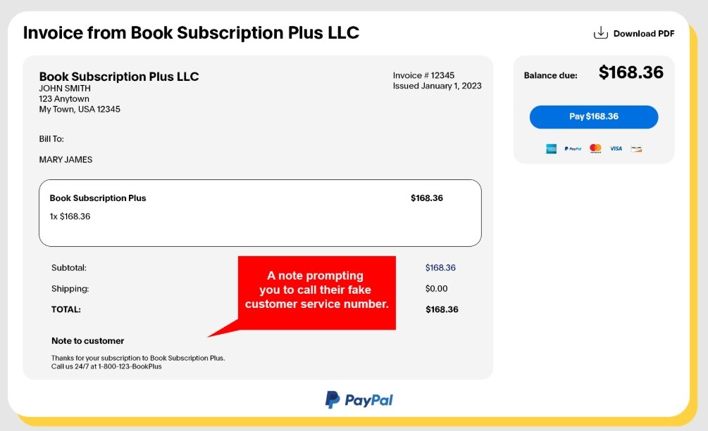 Invoice Scam flagged by PayPal