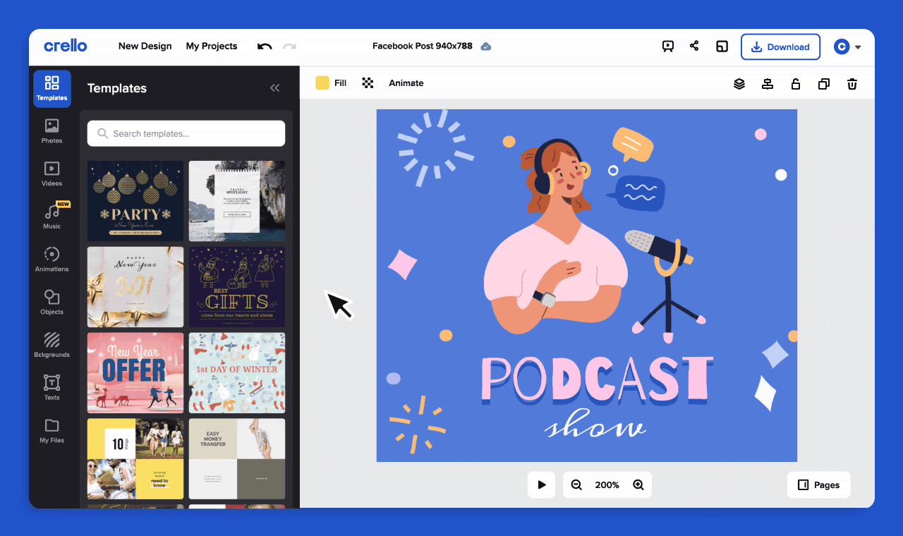 Crello (VistaCreate) interface