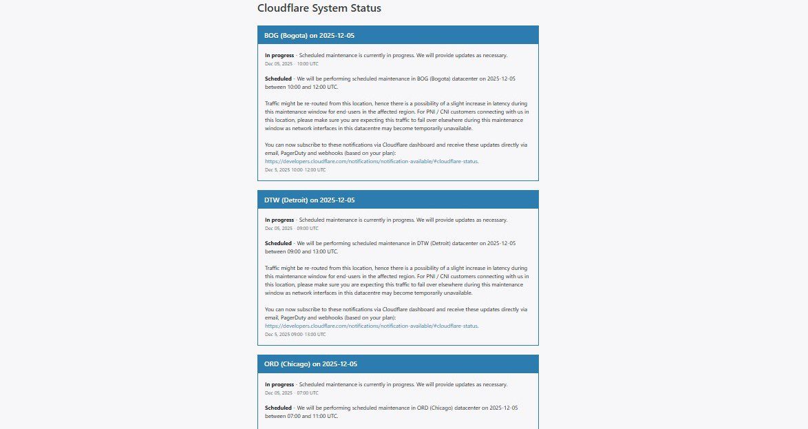 Cloudflare suffers second blackout in a month amid global scheduled maintenance