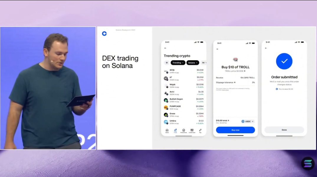 Coinbase opens up full Solana token trading through in-app DEX for its 120 million users