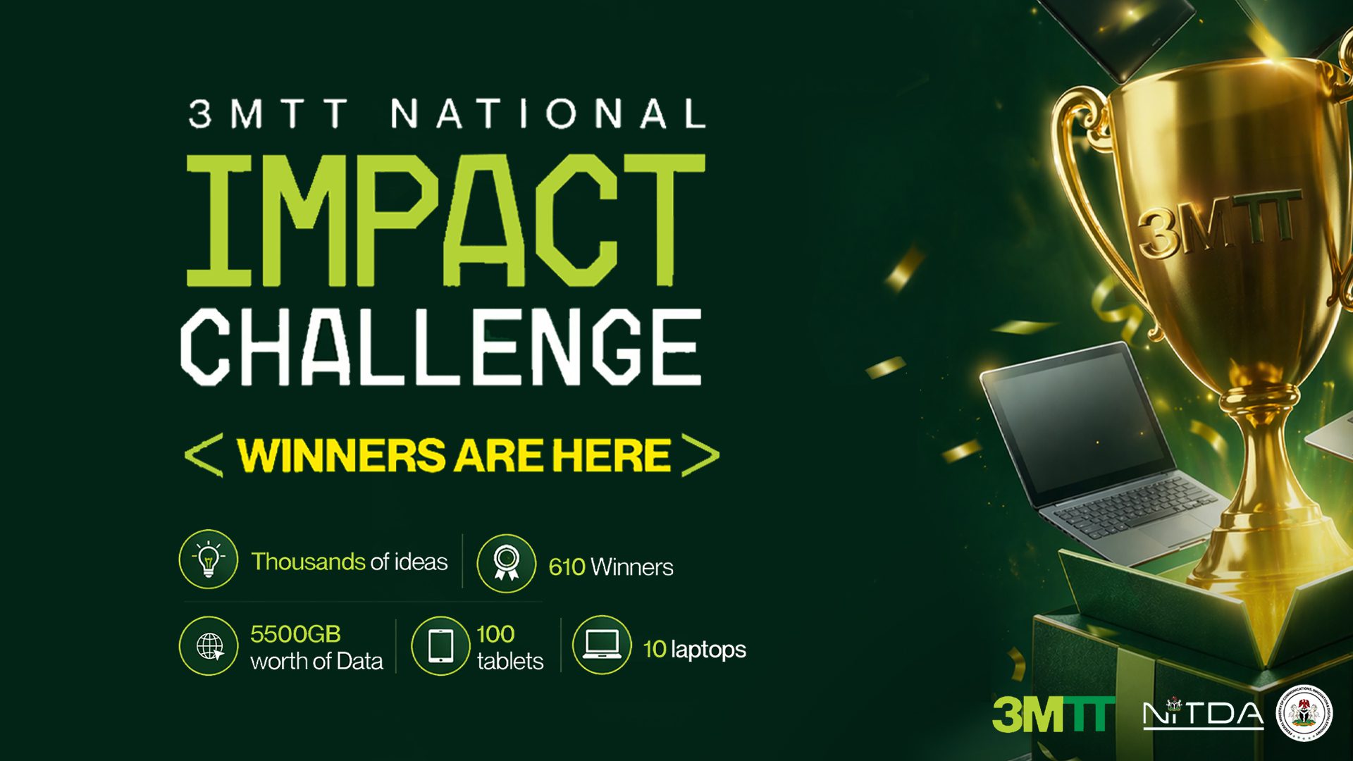 610 Nigerians win prizes from 3MTT’s National Impact Challenge