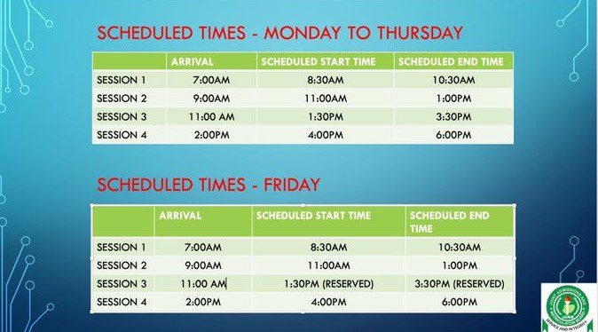 Jamb Scheduled Time