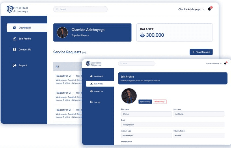 CrestHall client portal