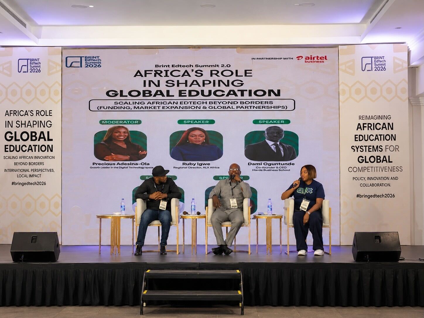  Ruby Igwe, Regional Director at ALX Africa; Boye Oshinaga, founder of Gradely; Kelechi Uchenna, co-founder and CEO of Nigenius; and Dami Oguntunde, co-founder and CEO of Hardé Business School.