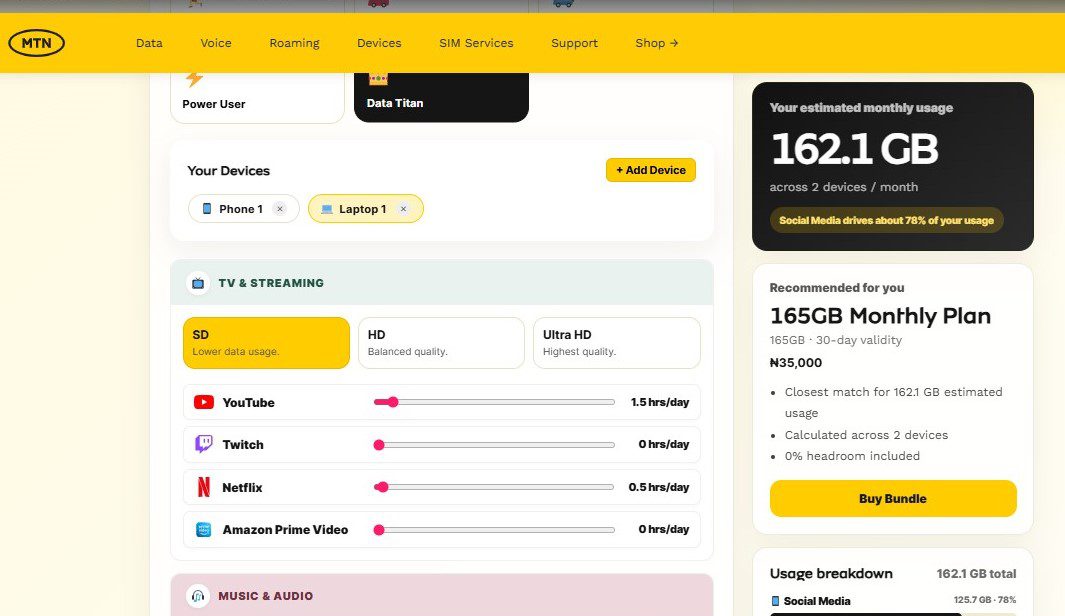MTN Nigeria Data Calculator