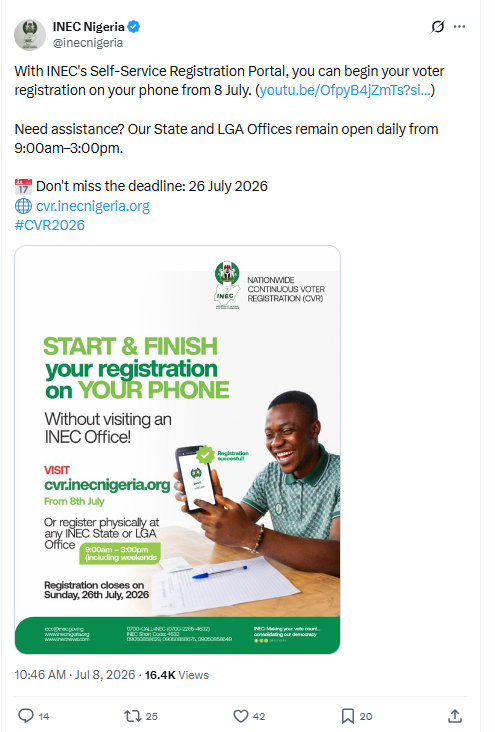 INEC’s online voter registration portal crashes on launch day as Nigerians try to register