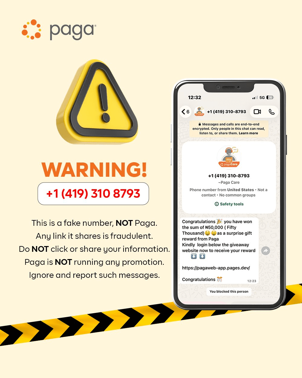 Paga issues fraud alert over fake ₦50,000 WhatsApp giveaway messages