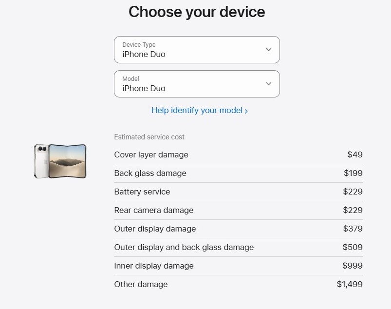 Apple iPhone Duo Repair price
