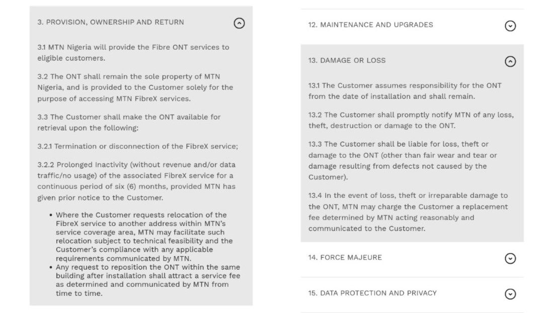 FibreX Terms and Condition