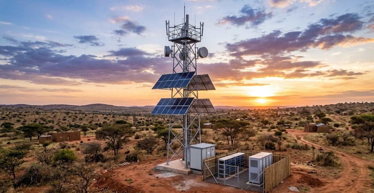 Solar powered telecom tower
