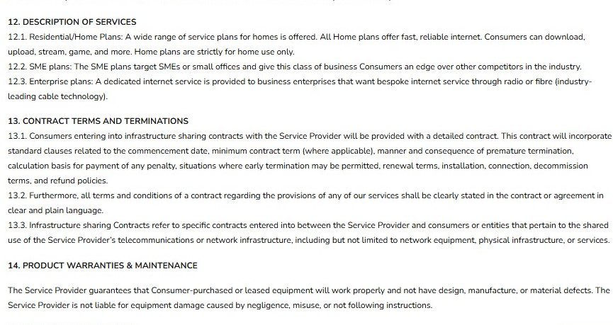 Wifiber Terms and Conditions